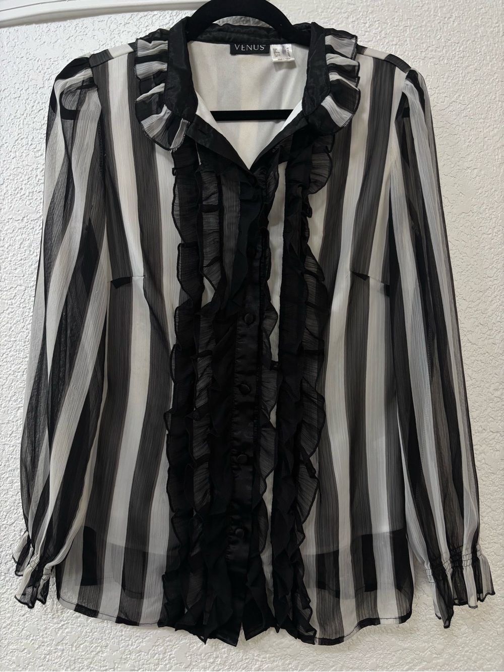 VENUS | Black & White Striped Blouse